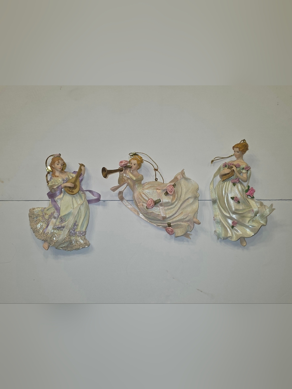 Vtg Set of 3 Musical Angels Ornament Heirloom Collection Ashton Drake Victorian